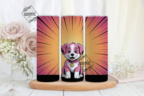 Cute Pink Puppy 20oz Tumbler Wrap Sublimation sassyprint 