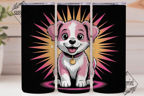 Cute Pink Puppy 20oz Tumbler Wrap Sublimation sassyprint 
