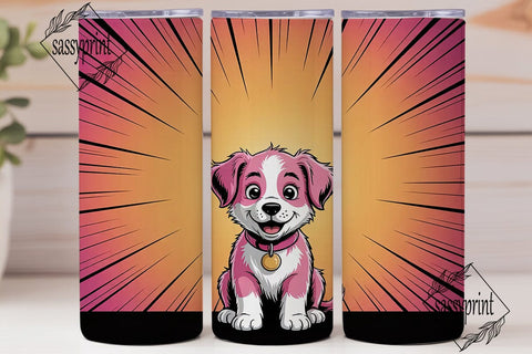 Cute Pink Puppy 20oz Tumbler Wrap Sublimation sassyprint 