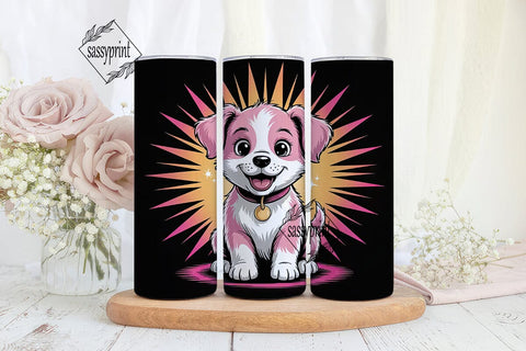 Cute Pink Puppy 20oz Tumbler Wrap Sublimation sassyprint 
