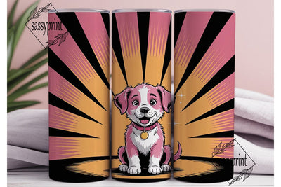 Cute Pink Puppy 20oz Tumbler Wrap Sublimation sassyprint 