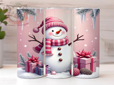 Cute Pink Snowman Tumbler Wrap, Pink Snowman, Christmas Tumbler, Tumbler Wrap, Sublimation Design, Holiday Decor, Winter Art, Cute Snowman Sublimation Lara' s Designs 
