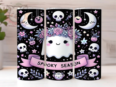 Cute Pink Spooky Halloween Ghost Tumbler, Spooky Season Wrap, Halloween Cup Design, 20Oz Sublimation Tumbler, Cute Ghost Drinkware, Pastel Halloween Mug, Kawaii Spooky Cup Sublimation Lara' s Designs 