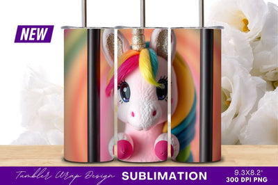 Cute pink unicorn plush toy tumbler png Sublimation Regulrcrative 