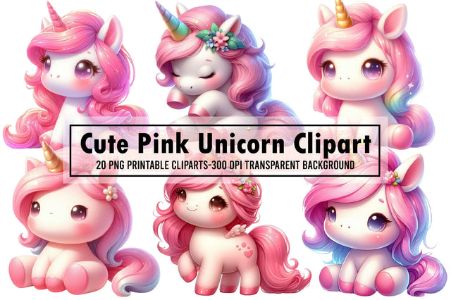 Cute Pink Unicorn Sublimation Clipart Sublimation designartist 