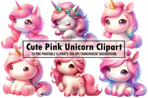Cute Pink Unicorn Sublimation Clipart Sublimation designartist 