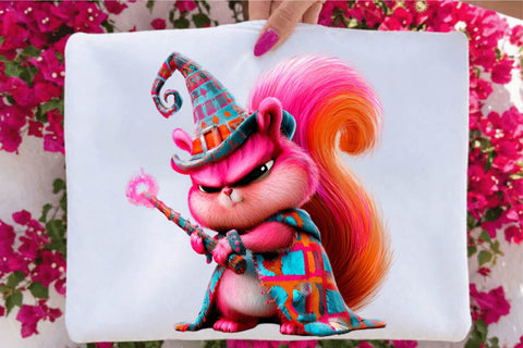 Cute Pink Wizard Squirrel Fantasy Clipart Sublimation SVGArt 