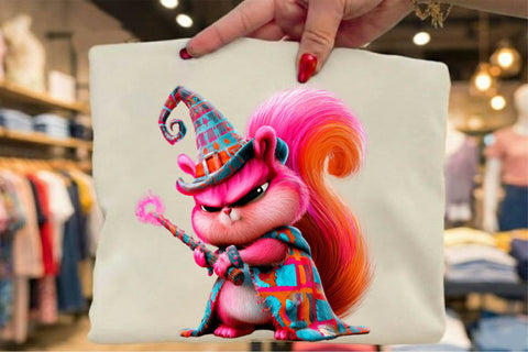 Cute Pink Wizard Squirrel Fantasy Clipart Sublimation SVGArt 