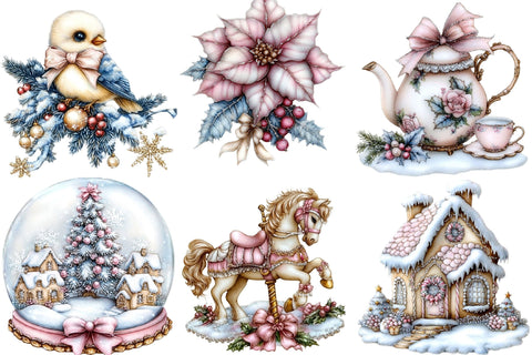 Cute Pinkmas Vintage Christmas Clipart Sublimation SVGArt 