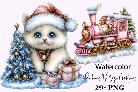Cute Pinkmas Vintage Christmas Clipart Sublimation SVGArt 