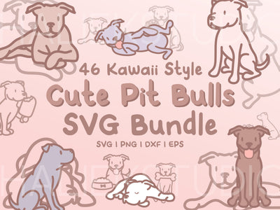 Cute Pit Bulls SVG Design Set SVG HalieKStudio 