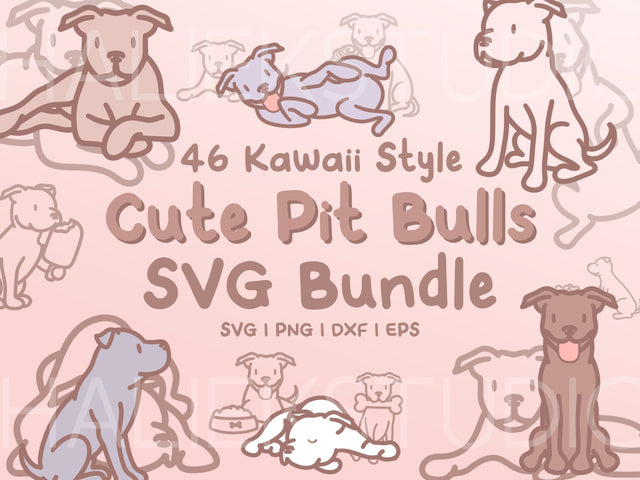 Cute Pit Bulls SVG Design Set SVG HalieKStudio 
