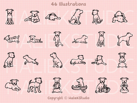 Cute Pit Bulls SVG Design Set SVG HalieKStudio 