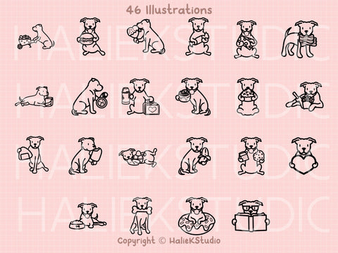 Cute Pit Bulls SVG Design Set SVG HalieKStudio 