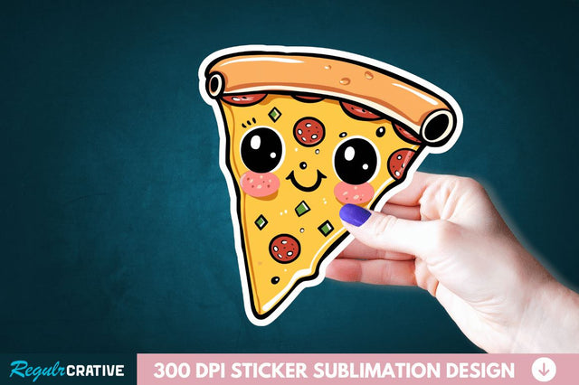 Cute Pizza Sticker Clipart Sublimation Regulrcrative 