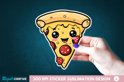 Cute Pizza Sticker Clipart Sublimation Regulrcrative 