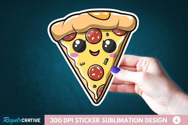 Cute Pizza Sticker Clipart Sublimation Regulrcrative 