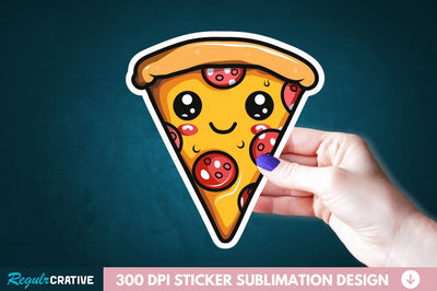 Cute Pizza Sticker Clipart Sublimation Regulrcrative 