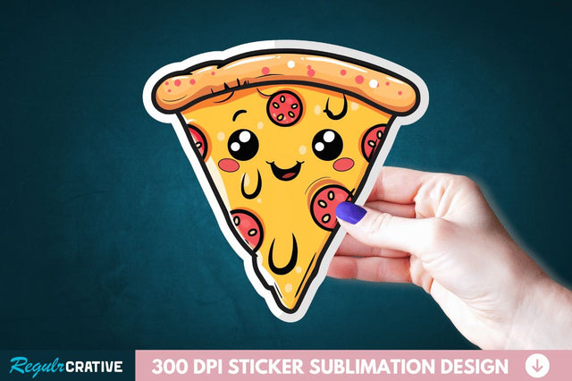 Cute Pizza Sticker Clipart Sublimation Regulrcrative 