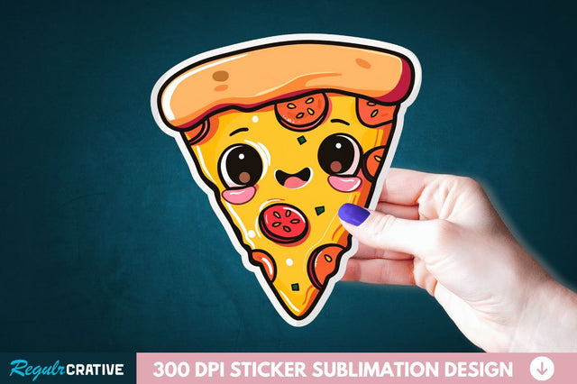 Cute Pizza Sticker Clipart Sublimation Regulrcrative 