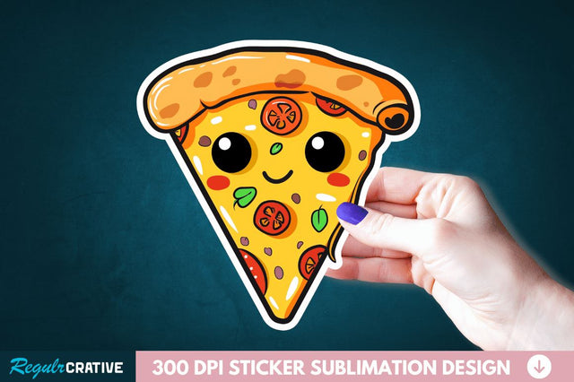 Cute Pizza Sticker Clipart Sublimation Regulrcrative 