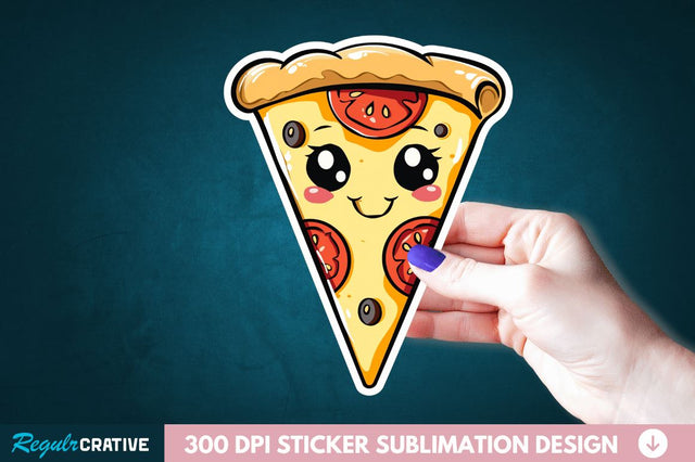 Cute Pizza Sticker Clipart Sublimation Regulrcrative 