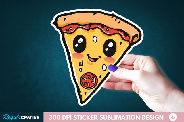 Cute Pizza Sticker Clipart Sublimation Regulrcrative 