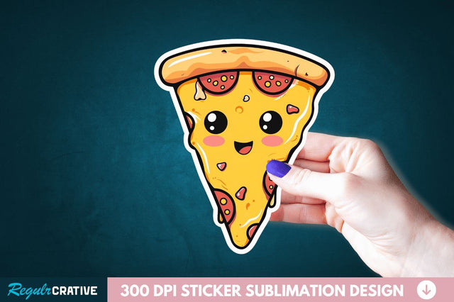 Cute Pizza Sticker Clipart Sublimation Regulrcrative 