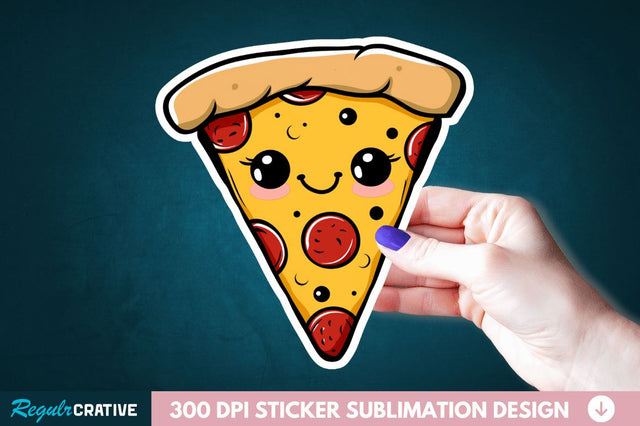 Cute Pizza Sticker Clipart Sublimation Regulrcrative 