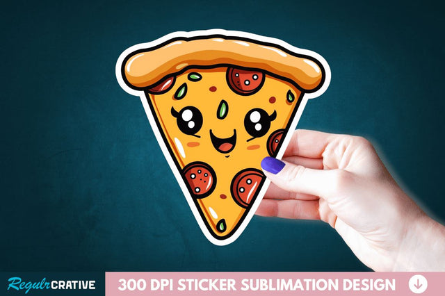 Cute Pizza Sticker Clipart Sublimation Regulrcrative 