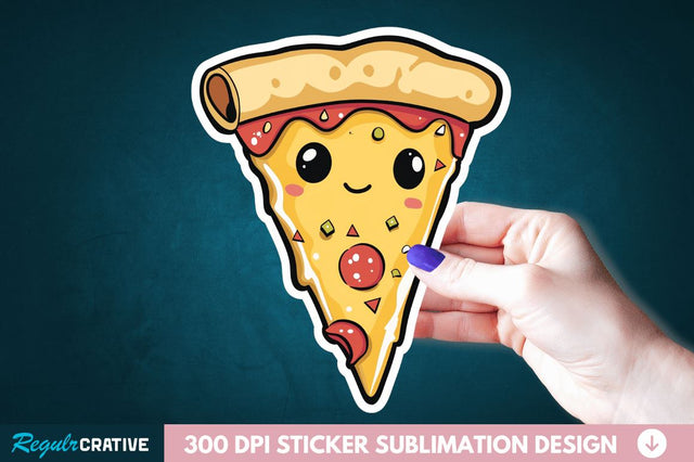 Cute Pizza Sticker Clipart Sublimation Regulrcrative 