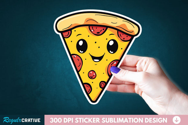 Cute Pizza Sticker Clipart Sublimation Regulrcrative 