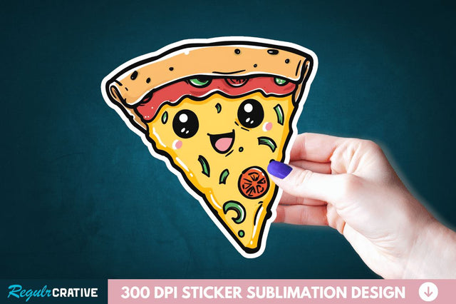 Cute Pizza Sticker Clipart Sublimation Regulrcrative 