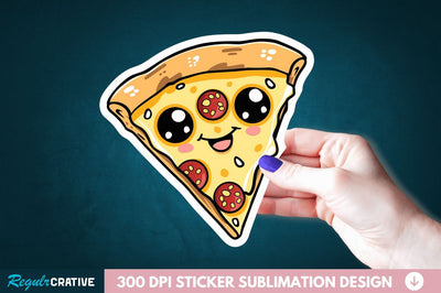 Cute Pizza Sticker Clipart Sublimation Regulrcrative 
