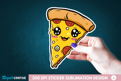 Cute Pizza Sticker Clipart Sublimation Regulrcrative 