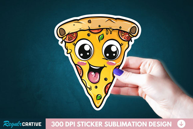 Cute Pizza Sticker Clipart Sublimation Regulrcrative 