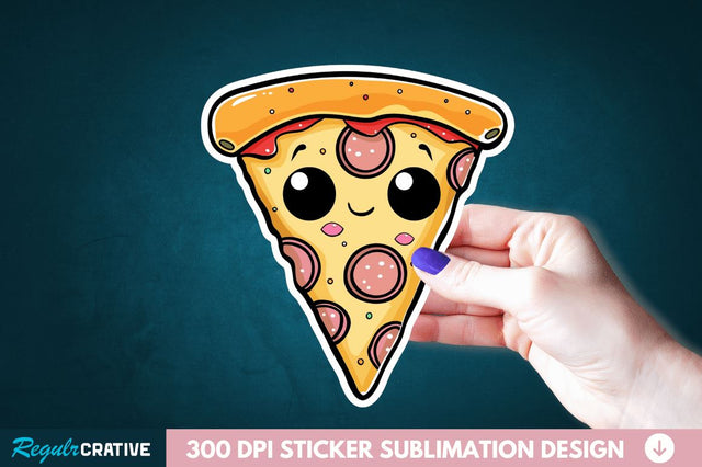 Cute Pizza Sticker Clipart Sublimation Regulrcrative 