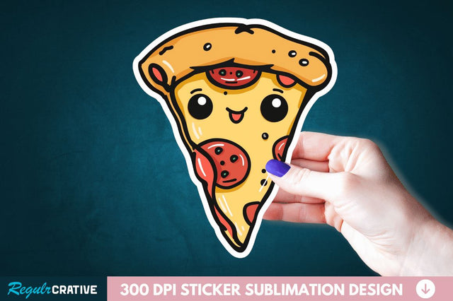 Cute Pizza Sticker Clipart Sublimation Regulrcrative 