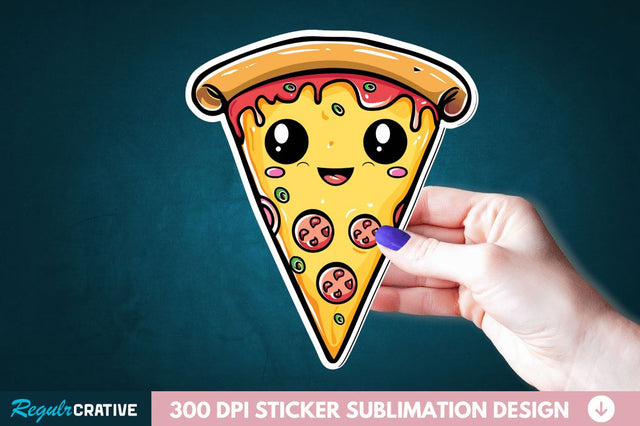 Cute Pizza Sticker Clipart Sublimation Regulrcrative 