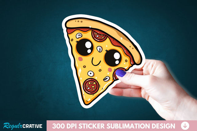 Cute Pizza Sticker Clipart Sublimation Regulrcrative 