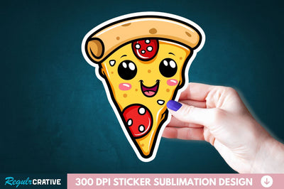 Cute Pizza Sticker Clipart Sublimation Regulrcrative 