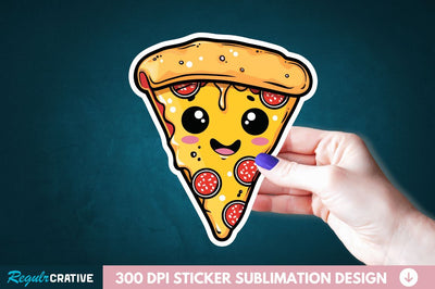 Cute Pizza Sticker Clipart Sublimation Regulrcrative 