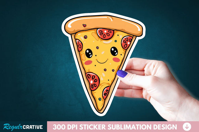 Cute Pizza Sticker Clipart Sublimation Regulrcrative 