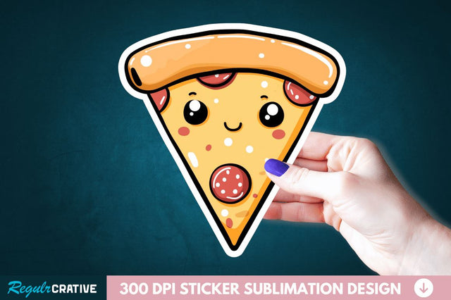 Cute Pizza Sticker Clipart Sublimation Regulrcrative 