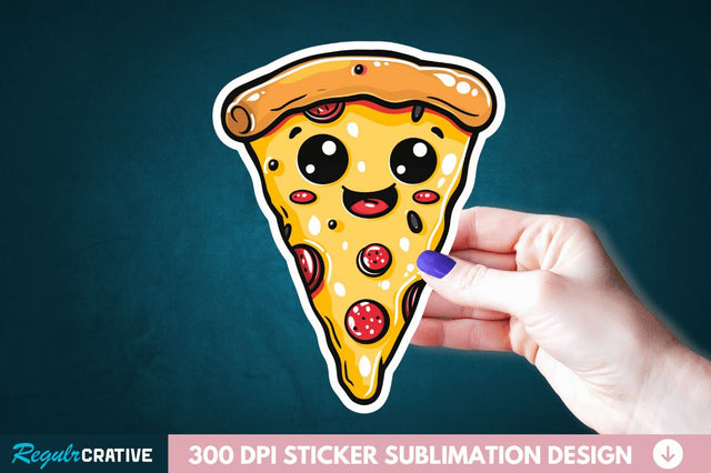 Cute Pizza Sticker Clipart Sublimation Regulrcrative 