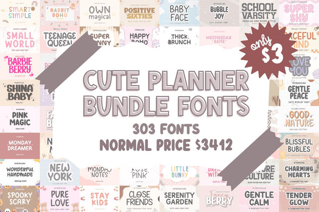 Cute Planner Fonts Bundle Font Masyafi Studio 