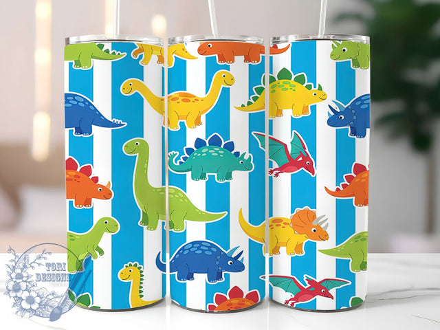 Cute Playful Dinosaur Tumbler, Adorable Dino Tumbler, Dino 20oz Wrap, Sublimation Design, Fun Dino Gift, Playful Dinosaur Wrap, Whimsical Dino Tumbler Sublimation ToriDesigns 
