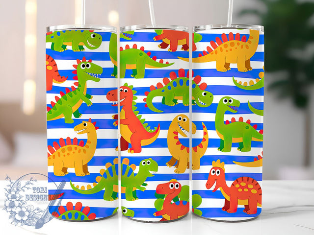 Cute Playful Dinosaur Tumbler, Adorable Dino Tumbler, Dino 20oz Wrap, Sublimation Design, Fun Dino Gift, Playful Dinosaur Wrap, Whimsical Dino Tumbler Sublimation ToriDesigns 