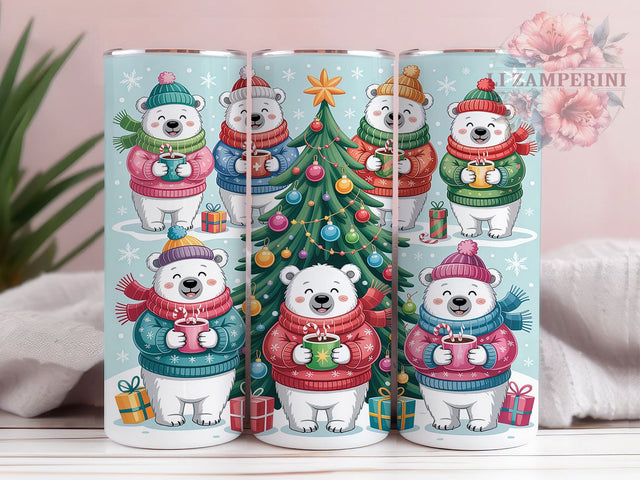 Cute Polar Bear Christmas Tumbler, Christmas Bear Wrap, Holiday Mug Design, Sublimation Wrap, Festive Drinkware, Cute Winter Gift, Arctic Christmas Cup Sublimation Li Zamperini 