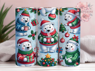 Cute Polar Bear Christmas Tumbler, Christmas Bear Wrap, Holiday Mug Design, Sublimation Wrap, Festive Drinkware, Cute Winter Gift, Arctic Christmas Cup Sublimation Li Zamperini 